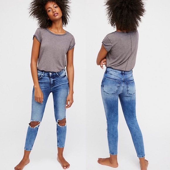 π Free People high rise busted knee skinny jeans - Picture 2 of 7